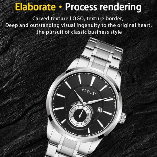HELEI H9009B-G Night Light Waterproof Men Quartz Watch (Rose Gold White) - Image 5