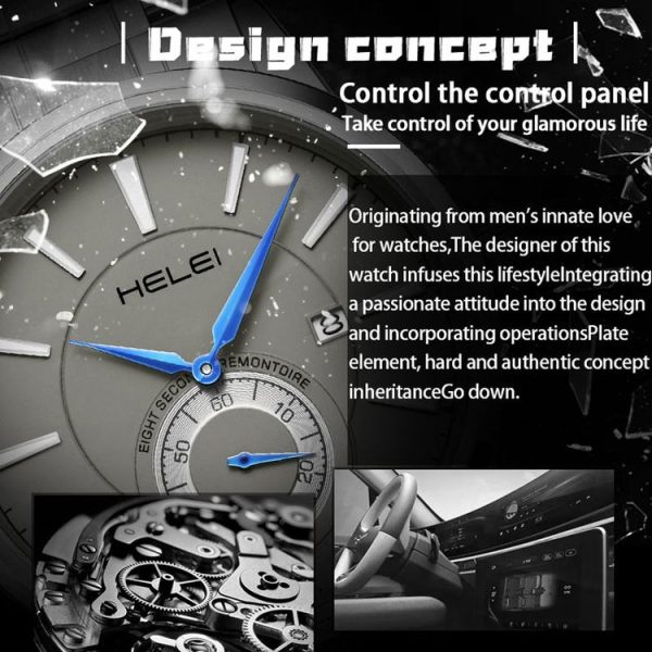 HELEI H9009B-G Night Light Waterproof Men Quartz Watch (Rose Gold White) - Image 7