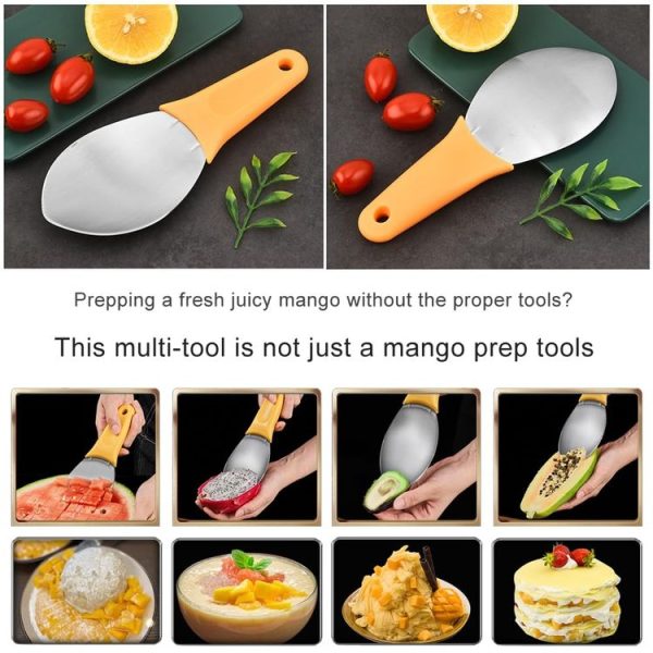 Mango Slicing and Dicing Tool Multifunctional Stainless Steel Fruit Peel Separator (1pcs) - Image 4