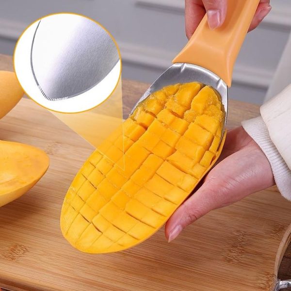Mango Slicing and Dicing Tool Multifunctional Stainless Steel Fruit Peel Separator (1pcs) - Image 6