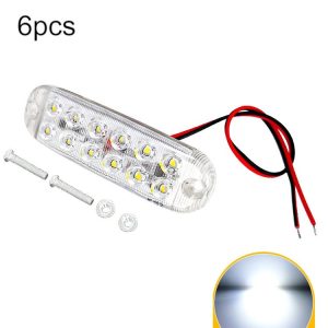 6pcs 12-Bead LED Flashing Warning Lights Motorcycle RV Signal Lights (White Light)