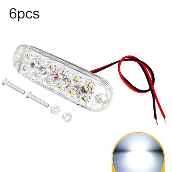 6pcs 12-Bead LED Flashing Warning Lights Motorcycle RV Signal Lights (White Light)