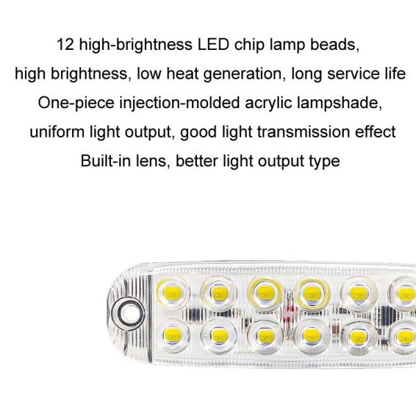 6pcs 12-Bead LED Flashing Warning Lights Motorcycle RV Signal Lights (White Light) - Image 5