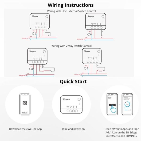 SONOFF ZBMINI L2 Single Fire Dual Control Intelligent On / Off Switch Module Cell Phone Remote Voice Control Switch - Image 11