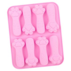 8 Grids Cats Claw DIY Baby Teething Silicone Molds Cake Baking Mould (Pink)