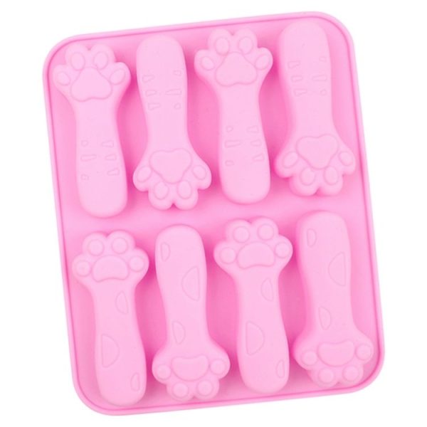 8 Grids Cats Claw DIY Baby Teething Silicone Molds Cake Baking Mould (Pink)
