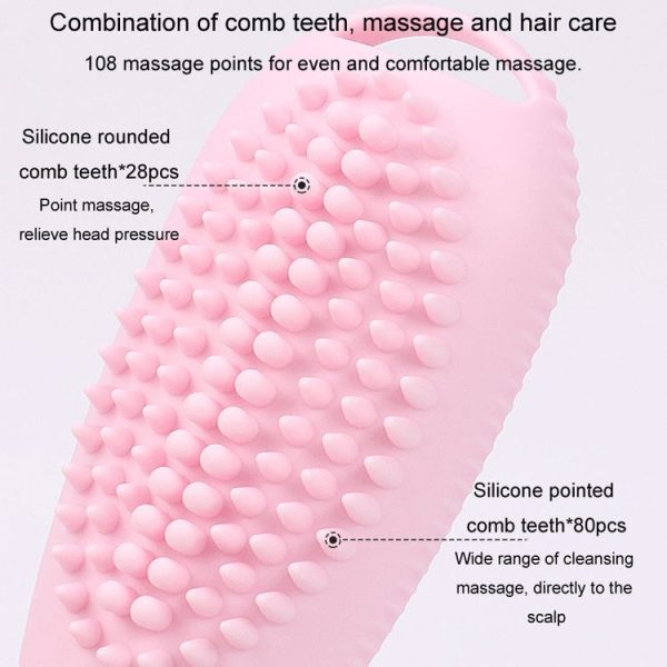 100ml 2 In1 Travel Dispenser Bottle Silicone Portable Massage Brush Shampoo Lotion Divider Bottle (Light Pink) - Image 4