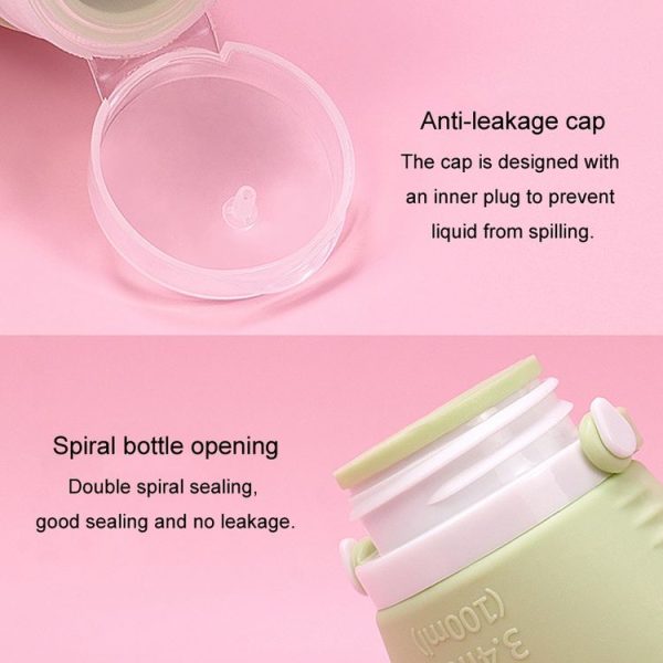 100ml 2 In1 Travel Dispenser Bottle Silicone Portable Massage Brush Shampoo Lotion Divider Bottle (Light Pink) - Image 9
