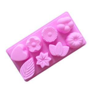 8 Grids Floral Silicone Baking Mould DIY Aroma Soap Mold (Pink)