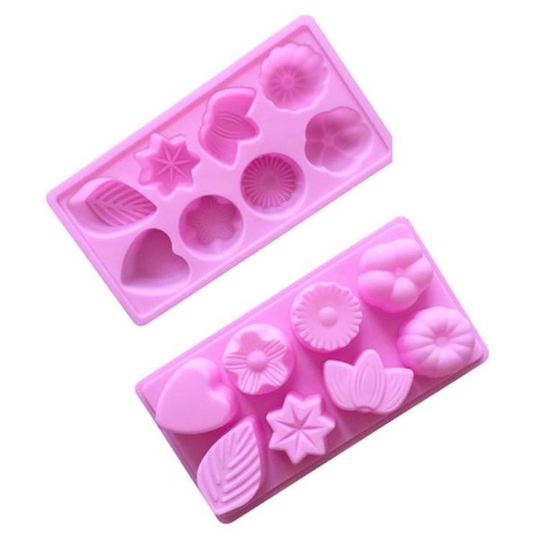 8 Grids Floral Silicone Baking Mould DIY Aroma Soap Mold (Pink) - Image 2