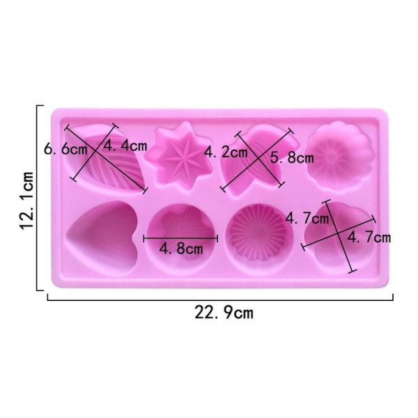 8 Grids Floral Silicone Baking Mould DIY Aroma Soap Mold (Pink) - Image 3