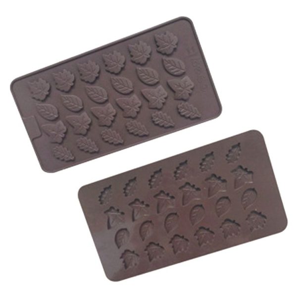 24 Grids Tree Leaf Silicone Chocolate Mould DIY Handmade Soap Mold (Chocolate Color) - Image 2