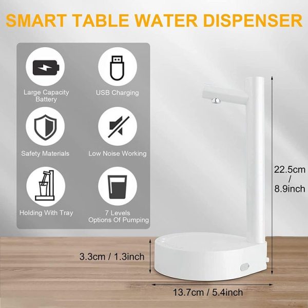 Intelligent Drinking Water Pump Desktop Water Bottle Dispenser 7 Levels Of Dispensing (White) - Image 3