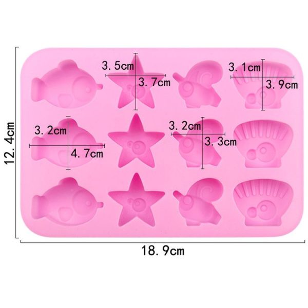 12 Grids Ocean Animal Silicone Cake Mold DIY Handmade Soap Mould (Pink) - Image 3