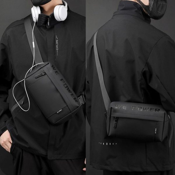 WEPOWER Men Casual Single Shoulder Crossbody Bag Functional Style Chest Bag (Black) - Image 10