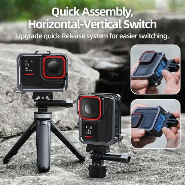 Insta 360 Ace / Ace Pro TELESIN S6-FMS-02 Vertical Shot Quick Release Metal Rabbit Cage Body Protection Accessories - Image 5
