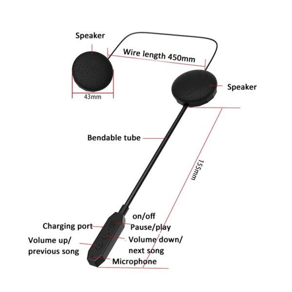 Bluetooth 5.3 Motorcycle Helmet Headset Stereo Intelligent Noise Reduction Riding Headphone - Image 6