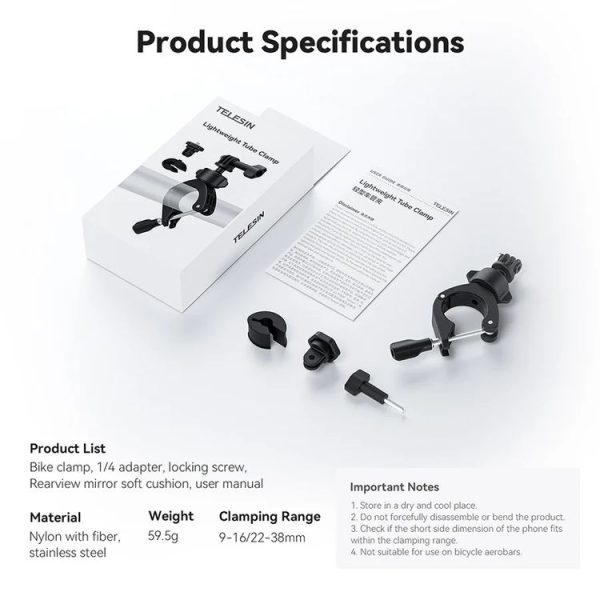TELESIN TE-HBM-004 Lightweight Stem Clamp Cycling Bracket 360 Degree Adjustable Sports Camera Universal - Image 11