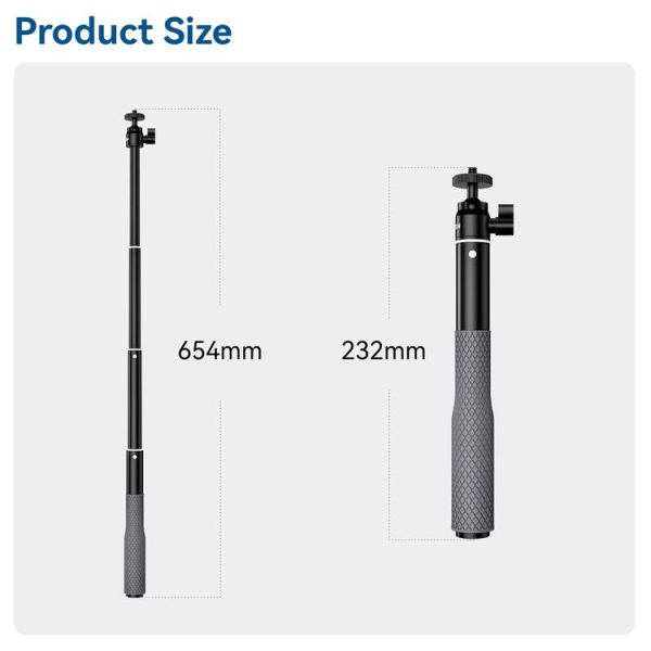 TELESIN WSS-001 65.4cm Aluminum Alloy Waterproof Ball Head Selfie Stick Diving Shooting Sports Camera Extension Stick - Image 10