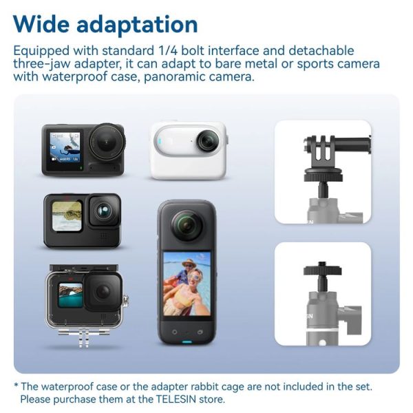 TELESIN WSS-001 65.4cm Aluminum Alloy Waterproof Ball Head Selfie Stick Diving Shooting Sports Camera Extension Stick - Image 9