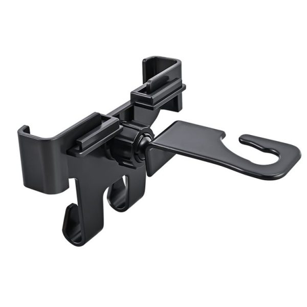Car Multifunctional Mobile Phone Holder Rear Headrest Storage Hook (Black) - Image 2
