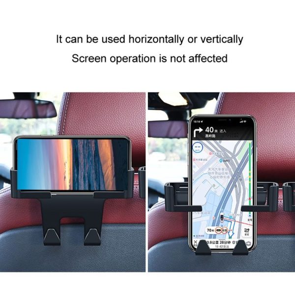 Car Multifunctional Mobile Phone Holder Rear Headrest Storage Hook (Black) - Image 4