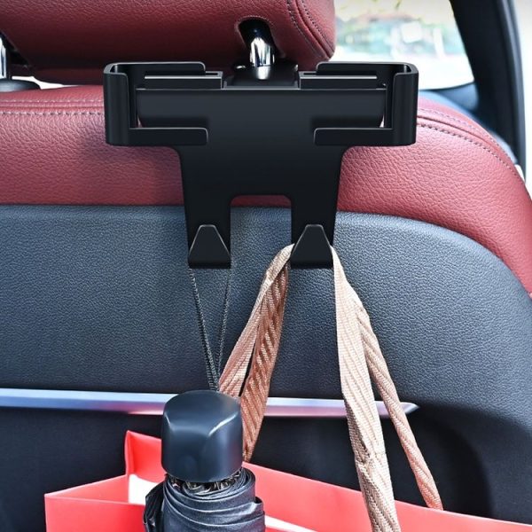 Car Multifunctional Mobile Phone Holder Rear Headrest Storage Hook (Black) - Image 7