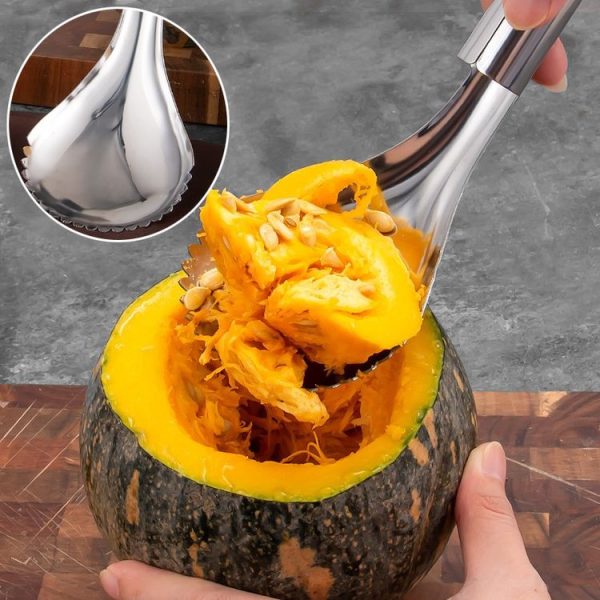 Stainless Steel Pumpkin Scooper Multi-functional Manual Corer Fruit Flesh Separator (Silver) - Image 7