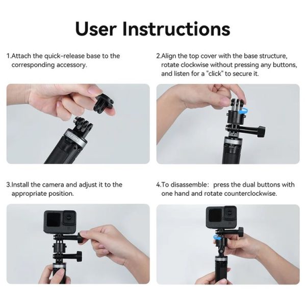 TELESIN CQM-001 Universal Magnetic Quick Release Adapter Kit For Sports Cameras (Black) - Image 10