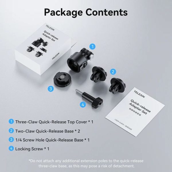 TELESIN CQM-001 Universal Magnetic Quick Release Adapter Kit For Sports Cameras (Black) - Image 11