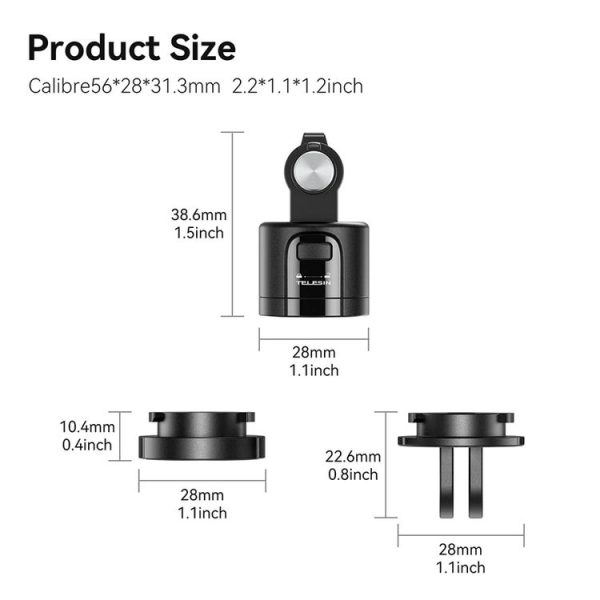 TELESIN CQM-001 Universal Magnetic Quick Release Adapter Kit For Sports Cameras (Black) - Image 3