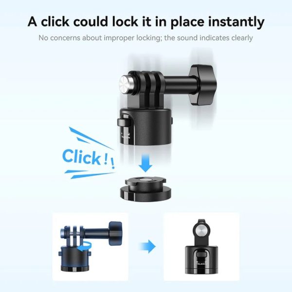 TELESIN CQM-001 Universal Magnetic Quick Release Adapter Kit For Sports Cameras (Black) - Image 4