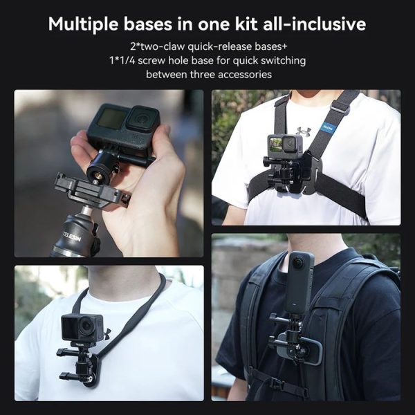 TELESIN CQM-001 Universal Magnetic Quick Release Adapter Kit For Sports Cameras (Black) - Image 9