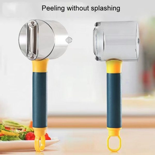 Household Multifunctional Peeler Potato Fruit Peeling Knife With Storage Cup (Green) - Image 5