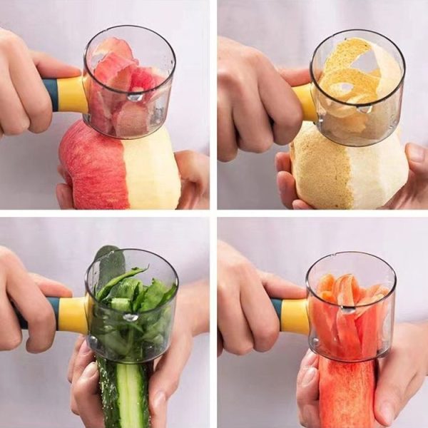 Household Multifunctional Peeler Potato Fruit Peeling Knife With Storage Cup (Green) - Image 7