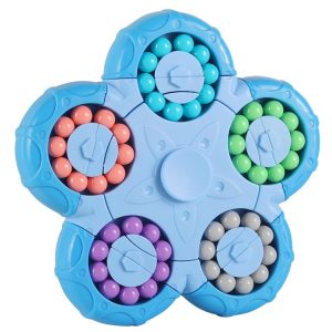10 Sides Rotating Magical Bean Cube Fingertip Gyro Toy Educational Brain Development Roller Ball Toy (Blue)