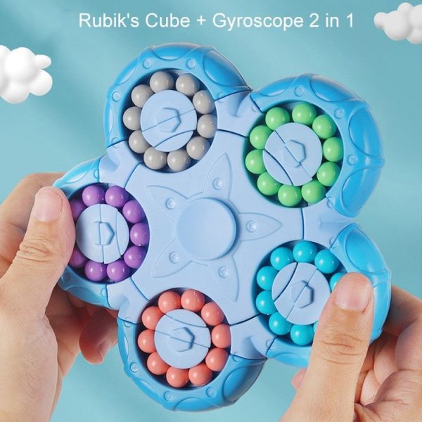 10 Sides Rotating Magical Bean Cube Fingertip Gyro Toy Educational Brain Development Roller Ball Toy (Blue) - Image 9