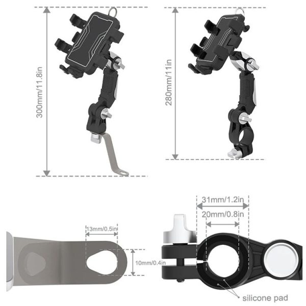 Motorcycle Bicycle Outdoor Cycling Navigation Phone Holder, Style: Rearview Mirror Bracket - Image 4