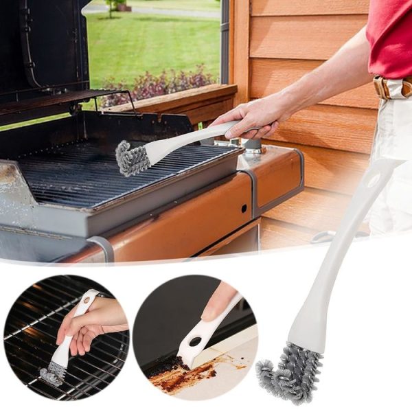 3pcs 2-in-1 Kitchen Stove Cleaning Brush Shovel Barbecue Rack Cleaning Brush (Grid Model) - Image 2