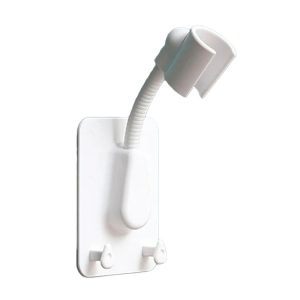 Multifunctional Universal Adjustable Shower Rack Bathroom Free Hole Shelf (White)