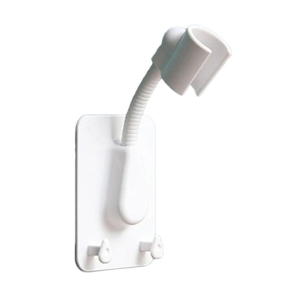 Multifunctional Universal Adjustable Shower Rack Bathroom Free Hole Shelf (White)