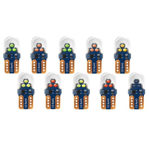 10pcs W5W Width Indicator Light Flashing LED Crystal License Plate Light (Random Color Delivery)