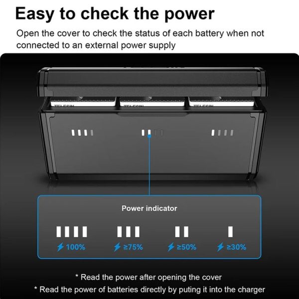TELESIN GP-HPB-012 Pocket Multifunctional Storage Charging Box For GoPro HERO12 Black / HERO11 Black / HERO10 Black / HERO9 Black (Single Charging Box) - Image 4
