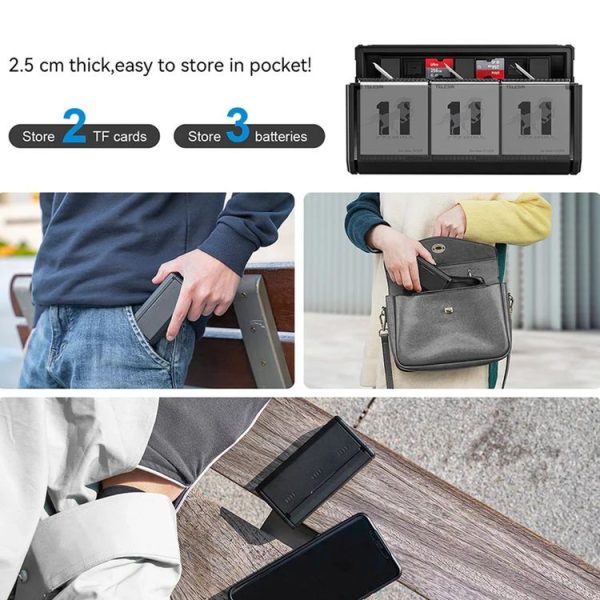 TELESIN GP-HPB-012 Pocket Multifunctional Storage Charging Box For GoPro HERO12 Black / HERO11 Black / HERO10 Black / HERO9 Black (Single Charging Box) - Image 9