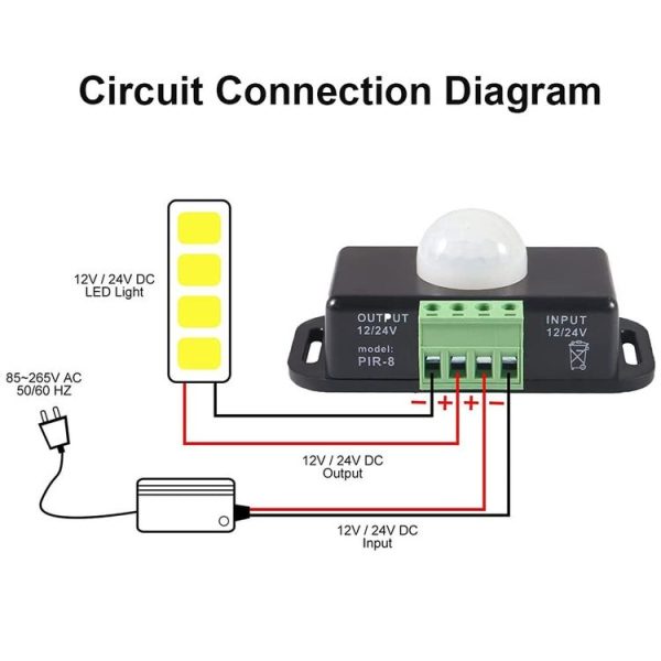 PIR-8 12V / 24V Infrared Body Lamp Band Sensor Low Pressure Light Strap Controller (Black) - Image 7