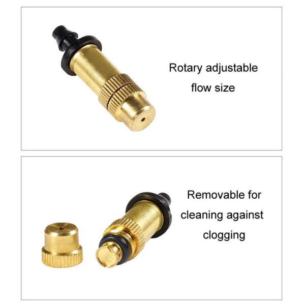 2pcs 4 / 7mm Barbed Atomizing Spray Nozzle Horticulture And Greenhouse Irrigation Micro Spray Header, Style: Bronze Heads - Image 3