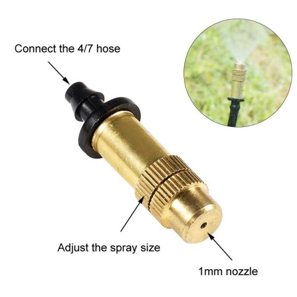 2pcs 4 / 7mm Barbed Atomizing Spray Nozzle Horticulture And Greenhouse Irrigation Micro Spray Header, Style: Bronze Heads - Image 5