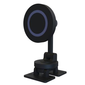 Center Console 360 Rotating Magnetic Car Phone Holder Zinc Alloy Automotive Navigation Bracket (Black)