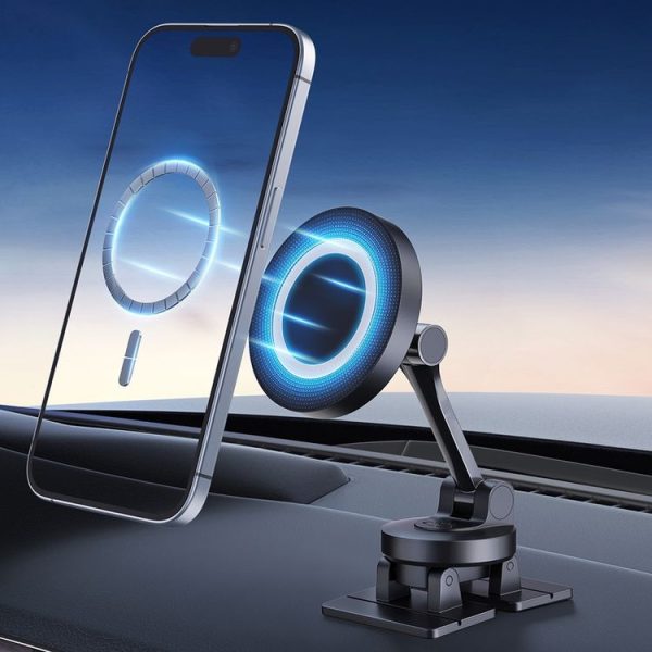 Center Console 360 Rotating Magnetic Car Phone Holder Zinc Alloy Automotive Navigation Bracket (Black) - Image 2