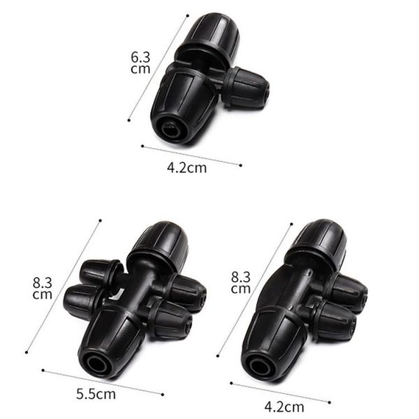 2pcs 8 / 11 To 4 / 7 Dual Locking Reducer Drip Irrigation Fittings Gardening Hose Sprinkler Connector, Model: 6 Way - Image 3